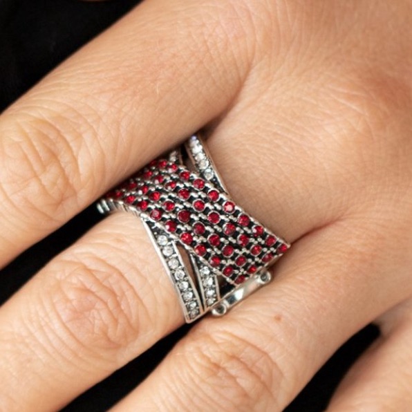 Paparazzi “Classic Crossover” Silver And Red Ring